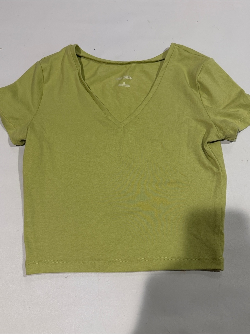 wild fable Light Green V-Neck Crop Tee